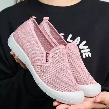Женские кроссовки, женская обувь высокого качества, вулканизированные слипоны на плоской подошве, дышащая обувь, женские лоферы, большие размеры 41, прогулочная обувь на плоской подошве 37 розовый
