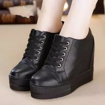 Женские кроссовки Женская повседневная обувь на танкетке с скрытым каблуком Удобная обувь больших размеров 40 белый