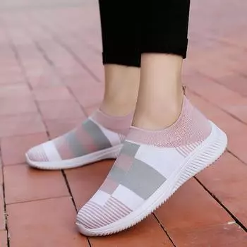 Женские кроссовки, женские летние туфли без шнуровки на плоской подошве, женские лоферы, повседневные носки, обувь больших размеров