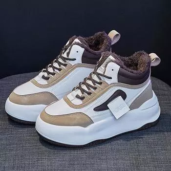Женские кроссовки зима 2022 новое в моде плюс бархатная теплая платформа скейтборд обувь женский комфорт бег спорт снегоступы 35