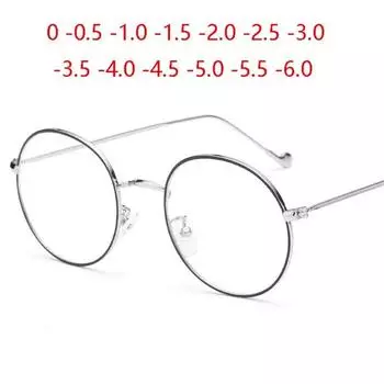 Женские круглые металлические очки в оправе со степенью, мужские сверхлегкие законченные очки для близорукости -0,5 -1 -1,5 -2 -2,5 -3 -3,5 -4 -4,5 -5 -6,0 0