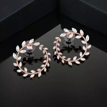 Женские круглые серьги Estele из розового золота с кристаллами