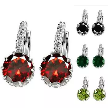 Женские круглые серьги-гвоздики с инкрустацией кубическим цирконием, свадебные ювелирные изделия, подарок