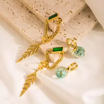 Женские круглые серьги-капельки из нержавеющей титановой стали с кристаллами бирюзового и золотого цвета, геометрические украшения для ушей OneSize синий