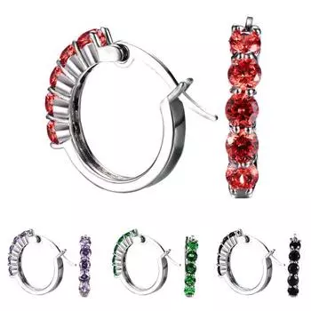 Женские круглые серьги с кубическим цирконием, инкрустированные посеребренными серьгами Huggie, подарок ювелирных изделий белый