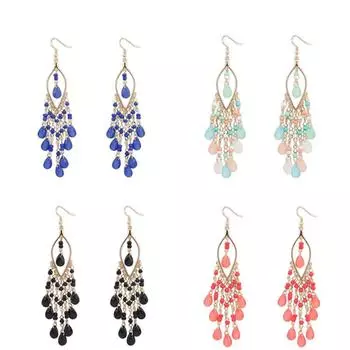 Женские круглые серьги-шарики, европейские и американские модные бронзовые длинные серьги с кисточками