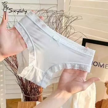 Женские кружевные бесшовные трусики японское кремовое нижнее белье сексуальное дышащее быстросохнущее обнаженное белье M чёрный