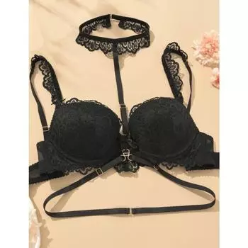 Женские кружевные бюстгальтеры на косточках, сексуальное нижнее белье Push Up 34B чёрный