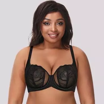 Женские кружевные бюстгальтеры пуш-ап 34B чёрный