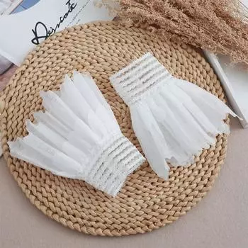 Женские кружевные цветочные сетчатые роговые манжеты с оборками съемные поддельные рукава рубашка свитер поддельные рукава утеплитель для запястья аксессуары