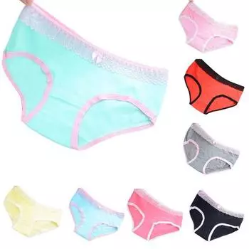 Женские кружевные хлопковые трусы с бантом для девочек, трусы, нижнее белье чёрный