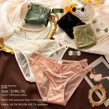 Женские кружевные хлопковые трусы с низкой талией L/XL (100-130 jin)