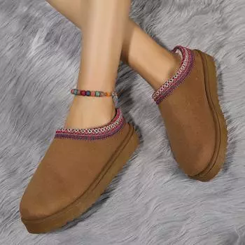 Женские кружевные модные зимние ботинки - Осенне-зимние плюшевые слипоны 38 чёрный