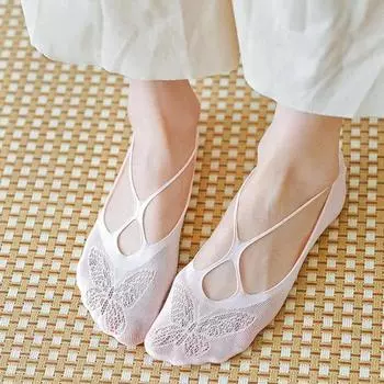 Женские кружевные носки No Show с низким вырезом и невидимым носком, полуноски, лето светло-серый