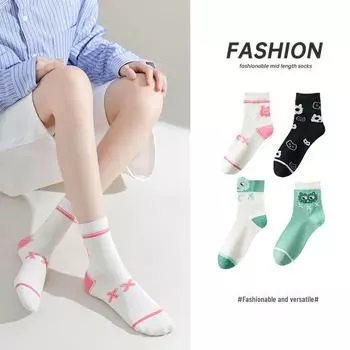 Женские кружевные носки средней длины, летний/осенний стиль, с рисунком совы, дышащие и модные. One Size