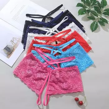 Женские кружевные открытые трусики больших размеров с низкой талией, сексуальные трусики Free Size
