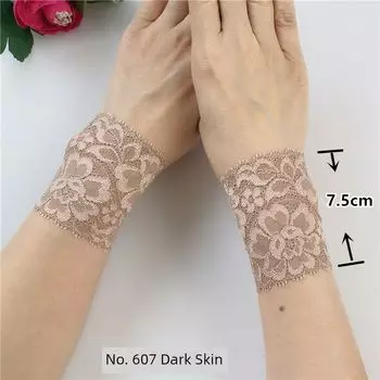 Женские кружевные перчатки-рукава для сокрытия шрамов и татуировок Dark Khaki(No. 607 a pair of 7.5cm long) L
