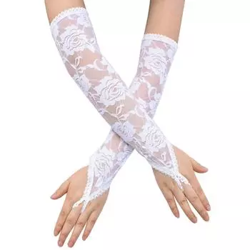 Женские кружевные перчатки с крючком на пальце, большие розы, модные свадебные вечерние танцевальные перчатки с росой на пальце, сексуальные соблазнительные перчатки one size fits all