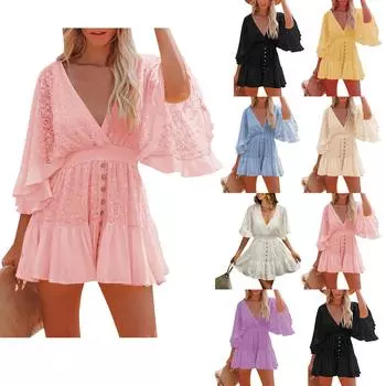 Женские кружевные повседневные платья в деревенском стиле с вязанным крючком XL фиолетовый