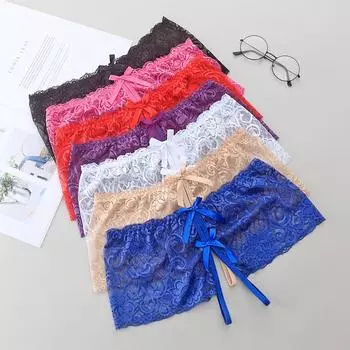 Женские кружевные прозрачные сексуальные трусы с низкой талией и открытой промежностью Free Size