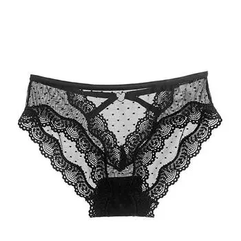 Женские кружевные прозрачные трусы с заниженной талией в горошек — сексуальные и соблазнительные L up to 62.5kg