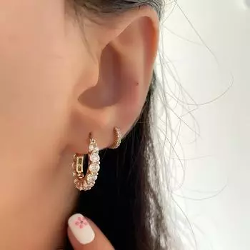 «Женские кружевные серьги из меди и циркония в европейском и американском стиле — французский легкий роскошный геометрический дизайн» K-887 белый