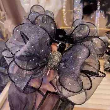 Женские кружевные сетчатые бабочки-заколки для волос, винтажные заколки для волос, геометрические аксессуары для укладки волос чёрный