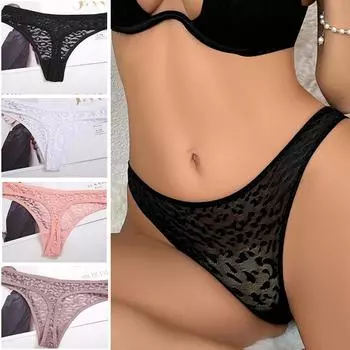Женские кружевные сетчатые легкие трусики-стринги, сексуальные, удобные, дышащие, женские трусики-стринги M чёрный