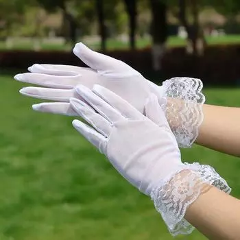 Женские кружевные сетчатые перчатки в стиле Лолита, сексуальные черные, белые, панк-перчатки, готические, церемониальные, этикетные, сетчатые, тонкие, варежки, защита от солнца, эластичные белый