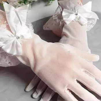 Женские кружевные сетчатые перчатки в стиле Лолита, летние черные, белые, панк-перчатки, сексуальные, церемониальные, этикетные, сетчатые, тонкие, эластичные, готические белый