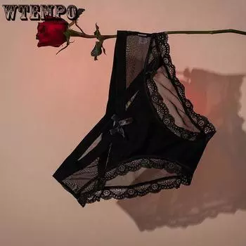Женские кружевные сексуальные трусики M-XL с низкой посадкой для девочек, женские удобные трусы, женское нижнее белье M чёрный