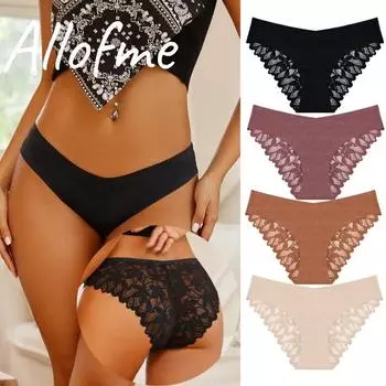 Женские кружевные трусики FINETOO, сексуальное нижнее белье с низкой талией, бесшовное и бесследное белье S белый