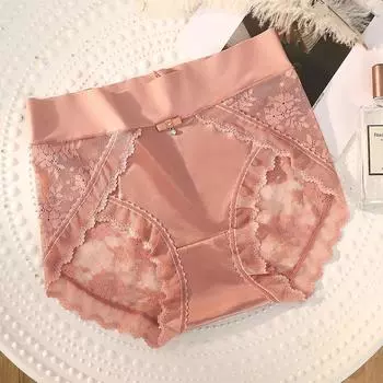 Женские кружевные трусики из тонкого ледяного шелка, не оставляющие следов, средняя и высокая талия, сексуальное нижнее белье с подтяжкой живота, ягодиц, дышащее, приятное для кожи нижнее белье M чёрный