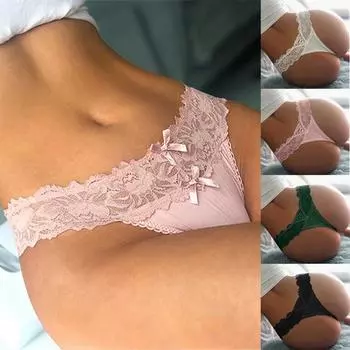 Женские кружевные трусики с низкой посадкой, нижнее белье, стринги, дышащее белье, соблазнительное нижнее белье с вышивкой M белый