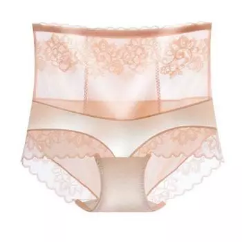 Женские кружевные трусики с вышивкой и цветами, сексуальные трусы с высокой талией, приподнимающие ягодицы, тонкое бесшовное нижнее белье с контролем живота L