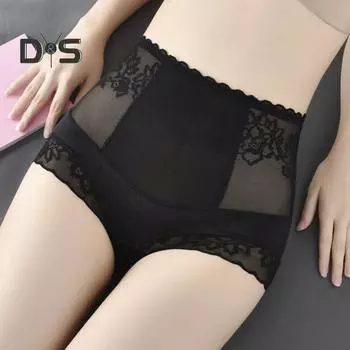 Женские кружевные трусики с вышивкой и цветами, сексуальные трусы с высокой талией, приподнимающие ягодицы, тонкое бесшовное нижнее белье с контролем живота XL розовый