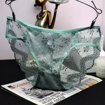 Женские кружевные трусики, сексуальное нижнее белье с низкой посадкой, модные кружевные трусы, женские мягкие трусы, нижнее белье M 42.5-52.5kg зелёный