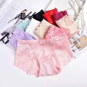 Женские кружевные трусики, сексуальное прозрачное нижнее белье, полые мягкие стринги, дышащие трусы с цветами