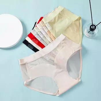 Женские кружевные трусы, сетчатое антибактериальное дышащее нижнее белье без следов