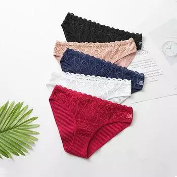 Женские кружевные трусы, сексуальные трусы с цветочным принтом, нижнее белье, удобные для кожи трусы, трусики с низкой посадкой, женские хлопковые трусики с промежностью M розовый