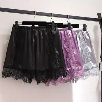 Женские кружевные защитные брюки большого размера, свободные брюки с тремя точками 2XL чёрный