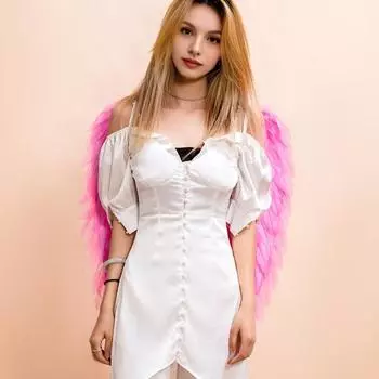 Женские крылья ангела с перьями, костюм феи на Хэллоуин, карнавальные крылья, аксессуары для сценического шоу для взрослых и детей 45x45cm чёрный