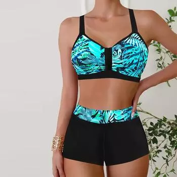 Женские купальники, бикини, комплект из 2 предметов, купальник с открытой спиной, пляжная одежда с лямкой на шее, красный купальный костюм с принтом кешью, купальник с подвесным вырезом S оранжевый