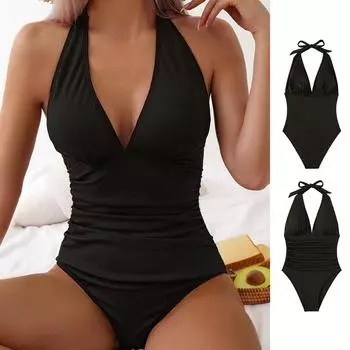 Женские купальники-бикини, купальники в стиле ретро с шортами для беременных и купания Boyleg L чёрный