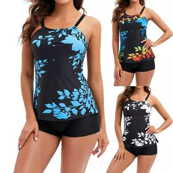 Женские купальники больших размеров с высокой талией, бикини с принтом и баской, купальник с разрезом XXL белый