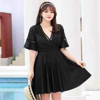 Женские купальники больших размеров, свободные, консервативные, цельный весенний купальник 3XL чёрный