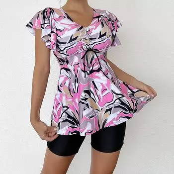 Женские купальники, двухсекционный купальник большого размера, бикини с принтом S