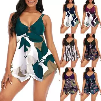 Женские купальники из двух частей. Купальники для купания. Изысканные купальники с принтом. L чёрный