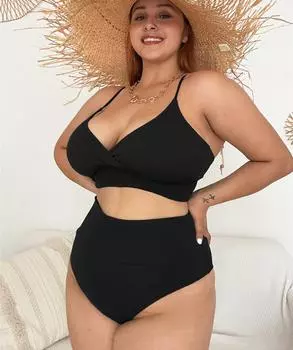 Женские купальники, однотонный пляжный боди больших размеров, купальник с высокой талией, пляжная одежда, женский купальник, купальные костюмы 2XL чёрный