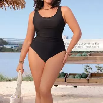 Женские купальники сексуальные большие размеры черные цельные купальники бикини комплект пляжная одежда купальные костюмы 0XL чёрный